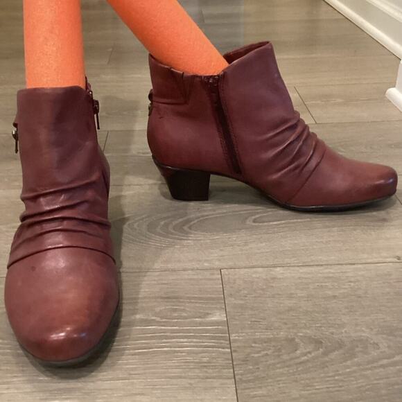 Earth Womens Pegasus Boots US 11D 11 Burgundy Leather Ankle Booties Witchy Goth - Picture 1 of 12